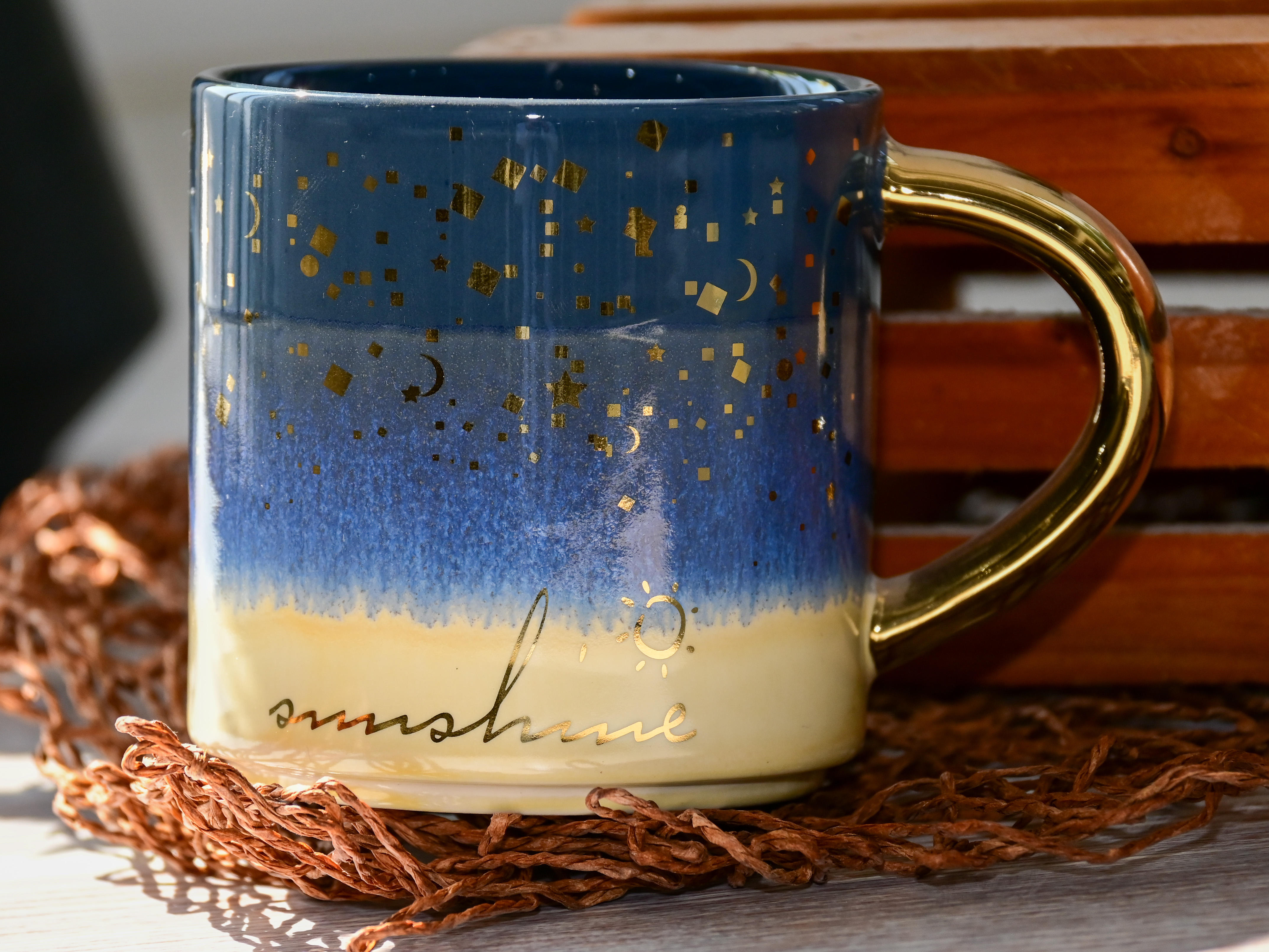 Blue Ombre Gold Rim Mug