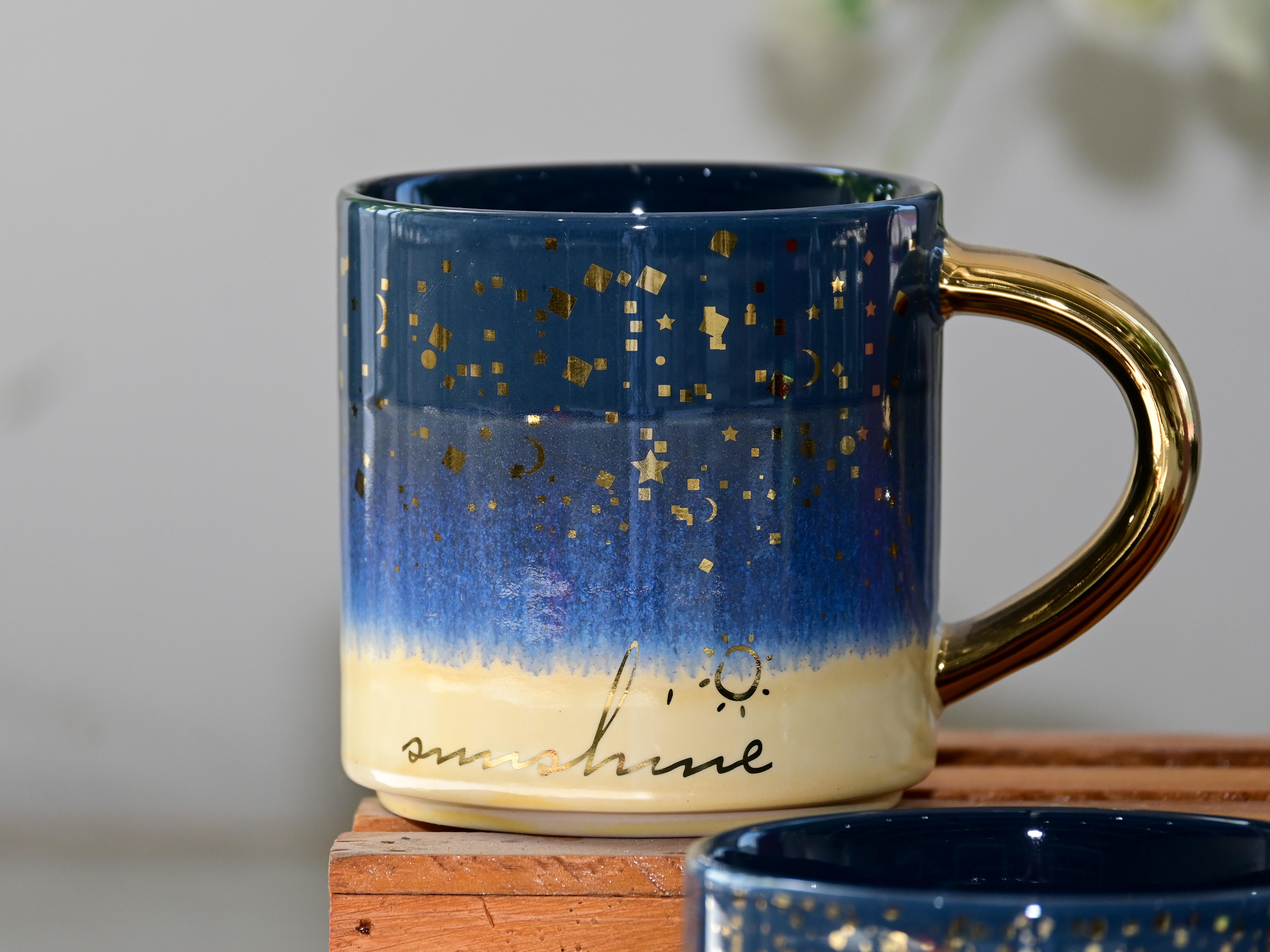 Blue Ombre Gold Rim Mug