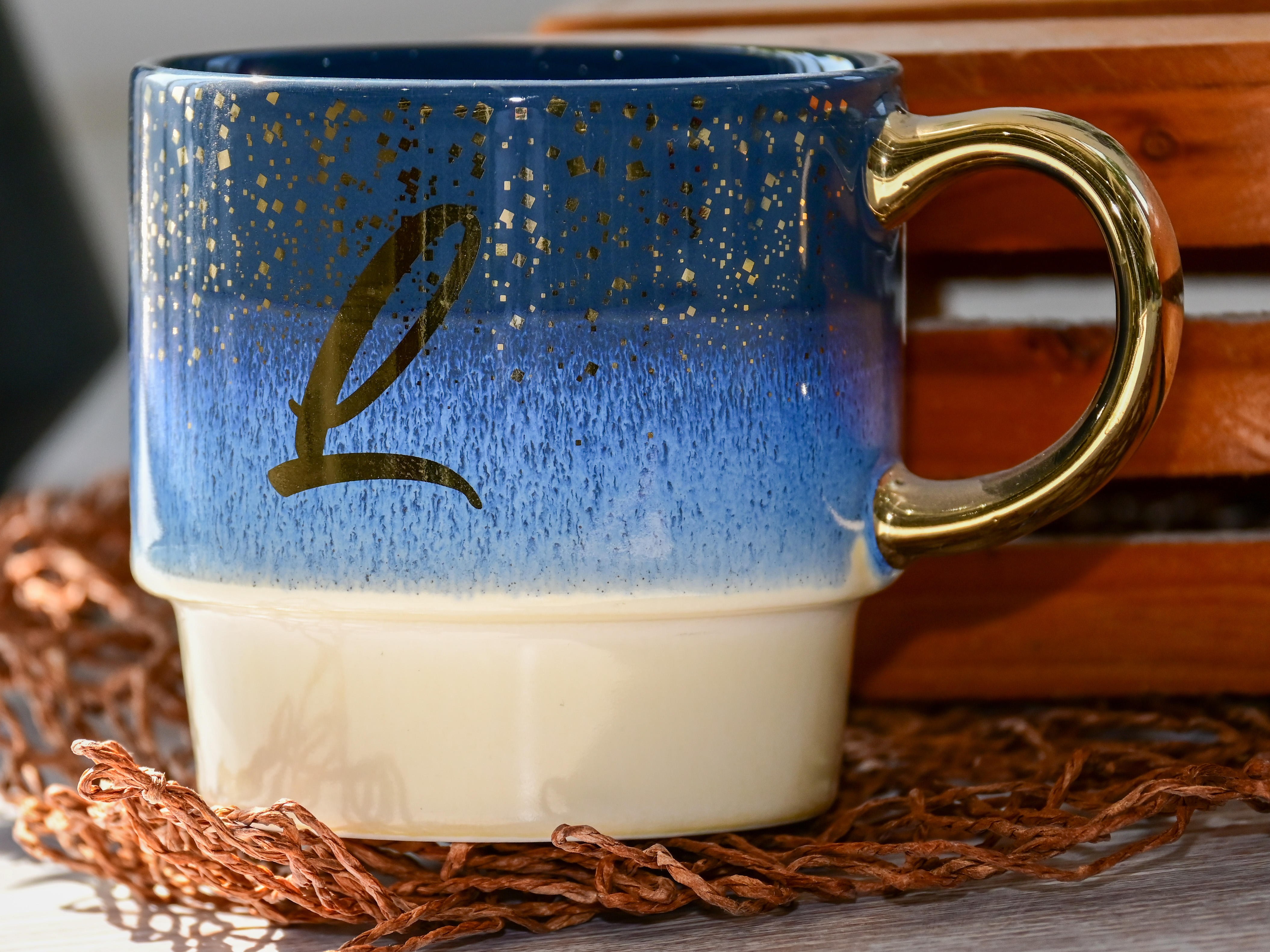 Blue Ombre Gold Rim Mug