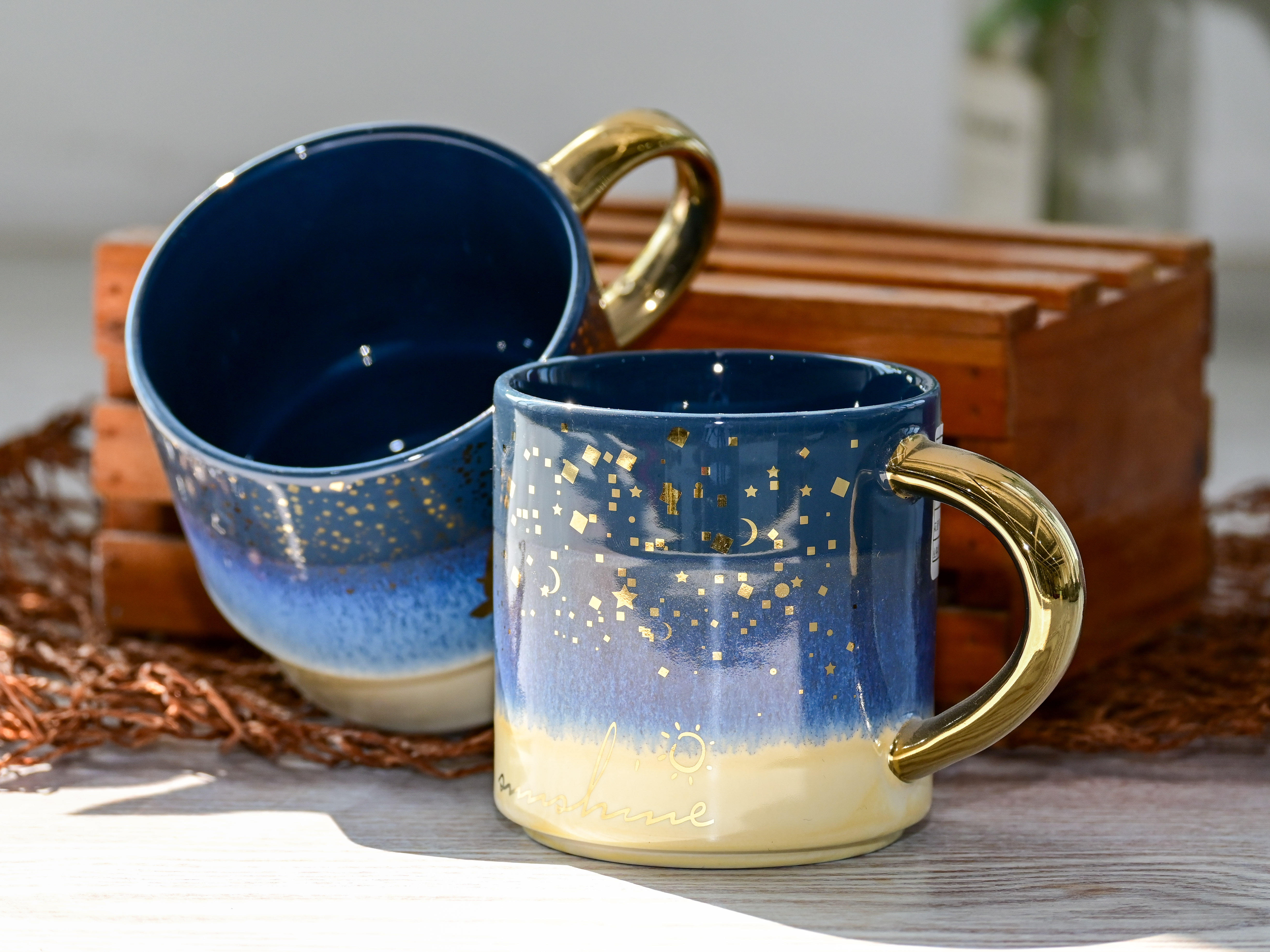 Blue Ombre Gold Rim Mug