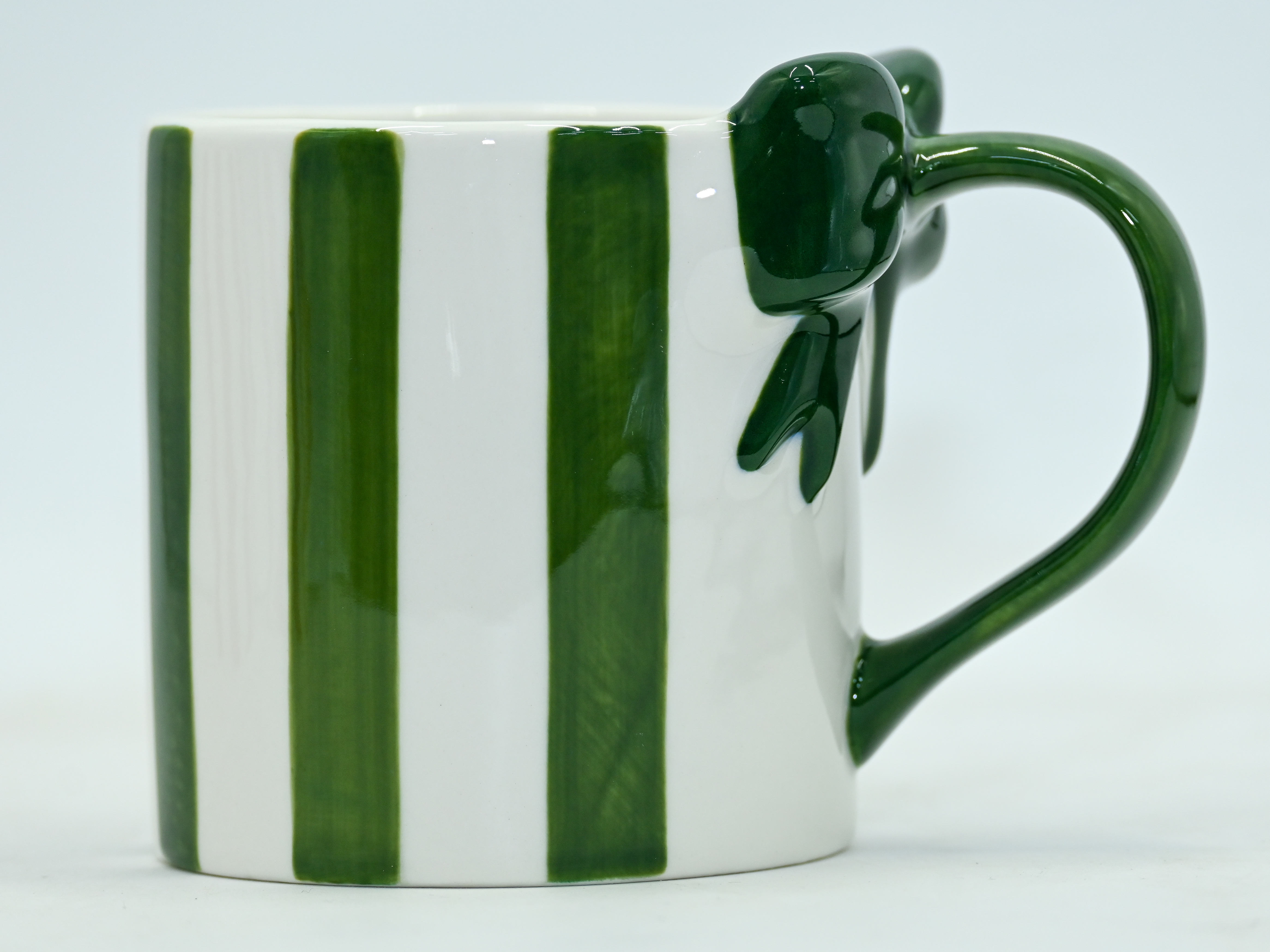 Christmas Deco Hand Painted Bow Ceramic Mug
