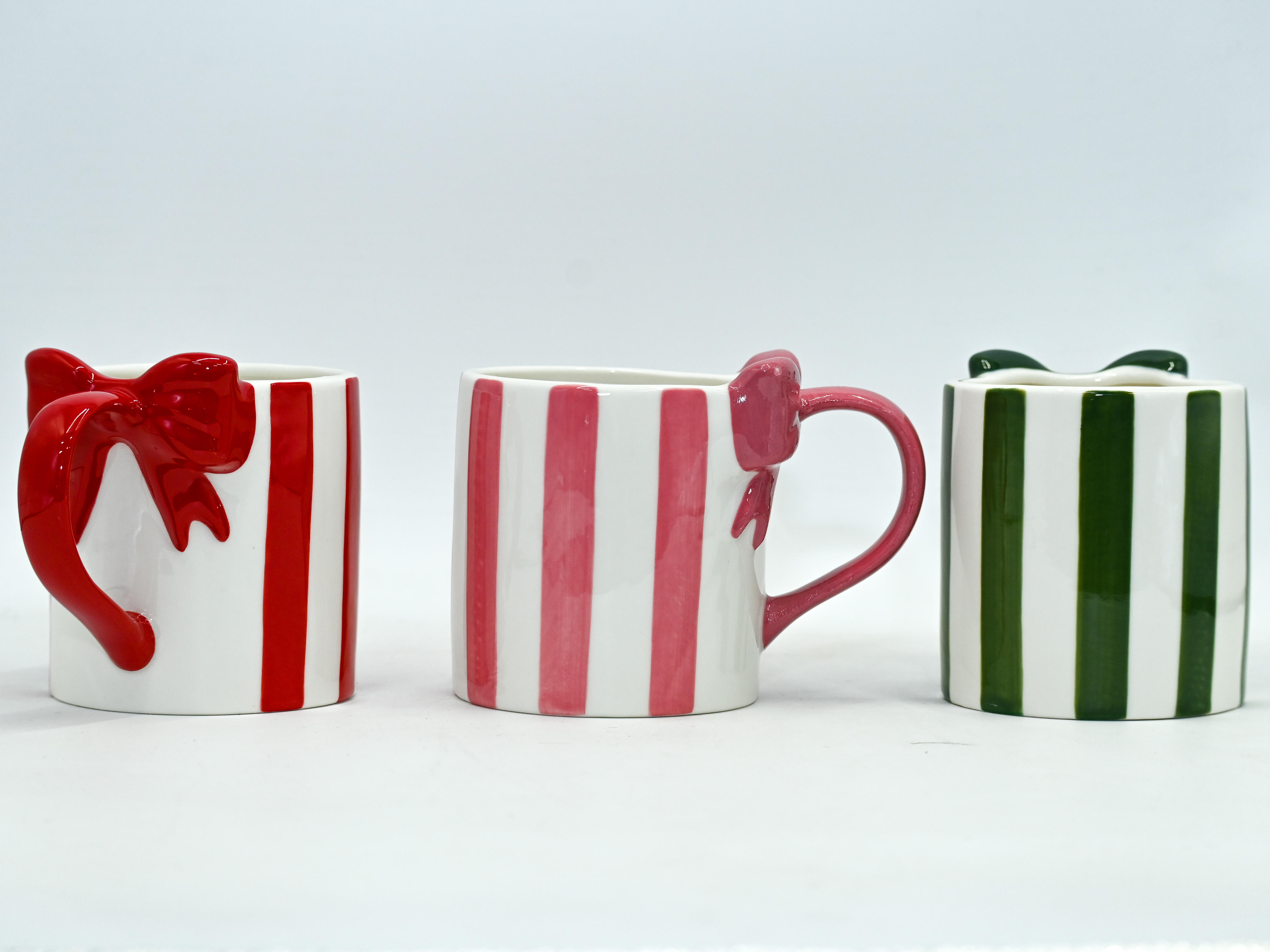 Christmas Deco Hand Painted Bow Ceramic Mug