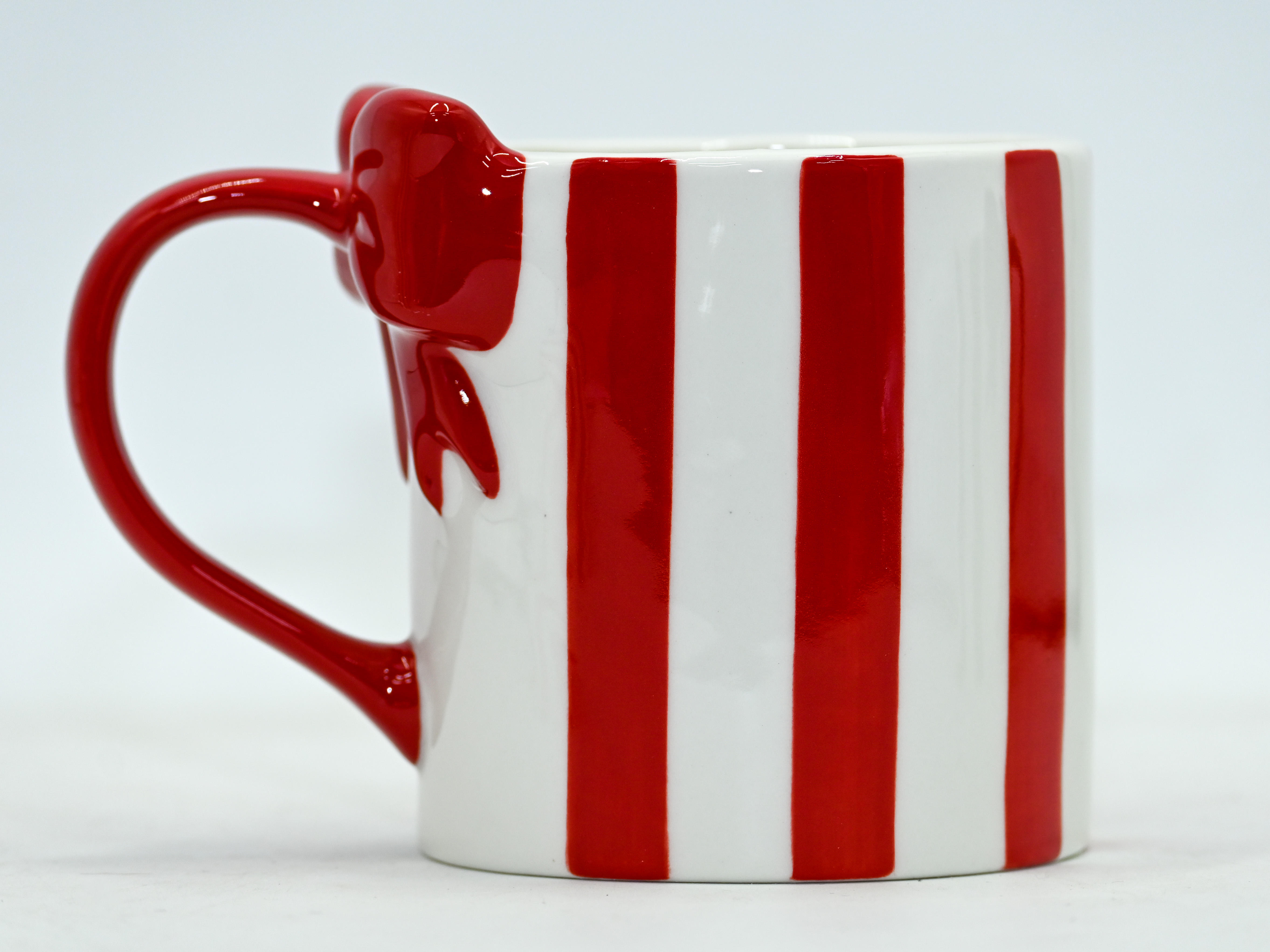 Christmas Deco Hand Painted Bow Ceramic Mug