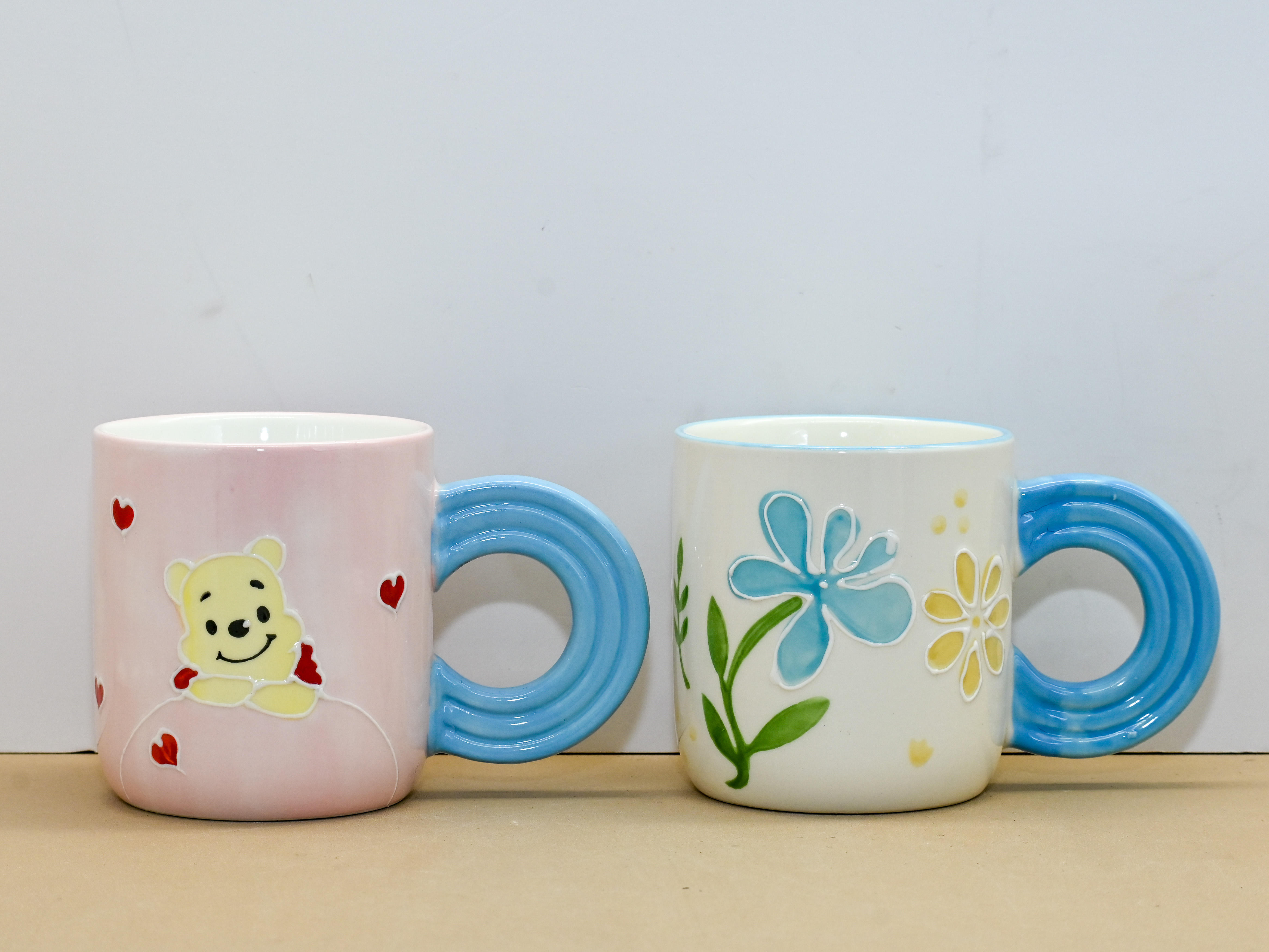 Cute Handle Ceramic Mug Set