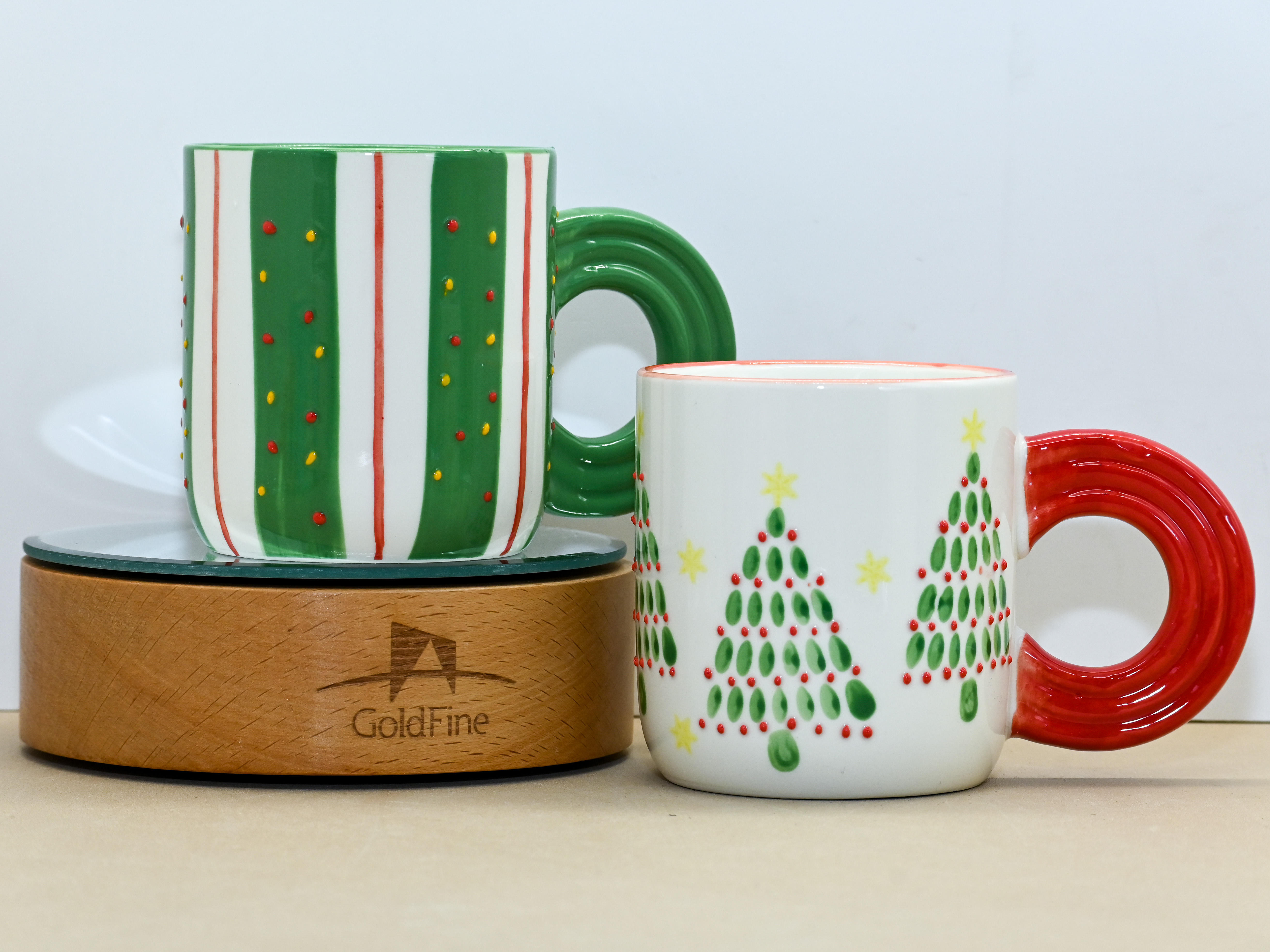 Cute Handle Ceramic Mug Set