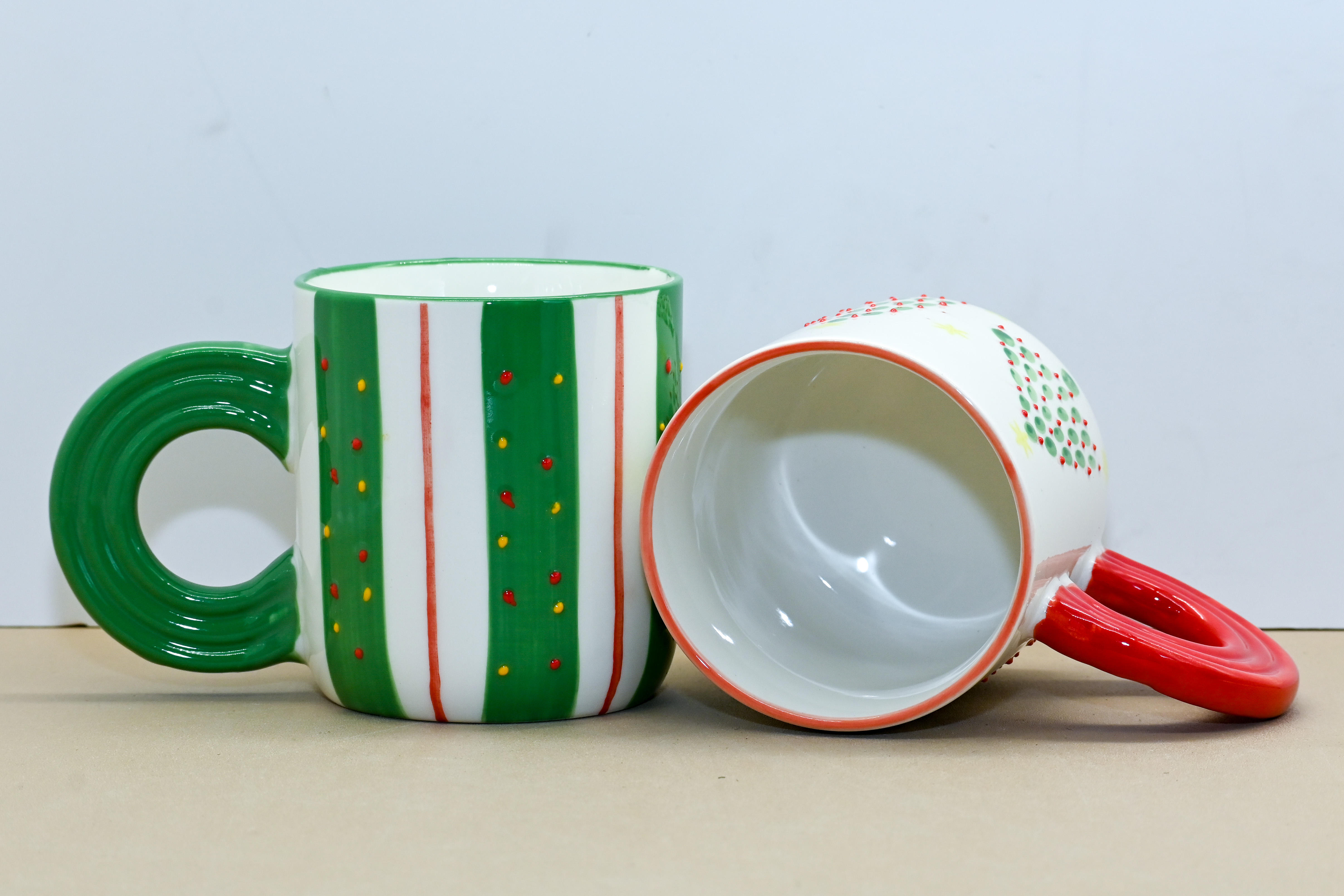 Cute Handle Ceramic Mug Set
