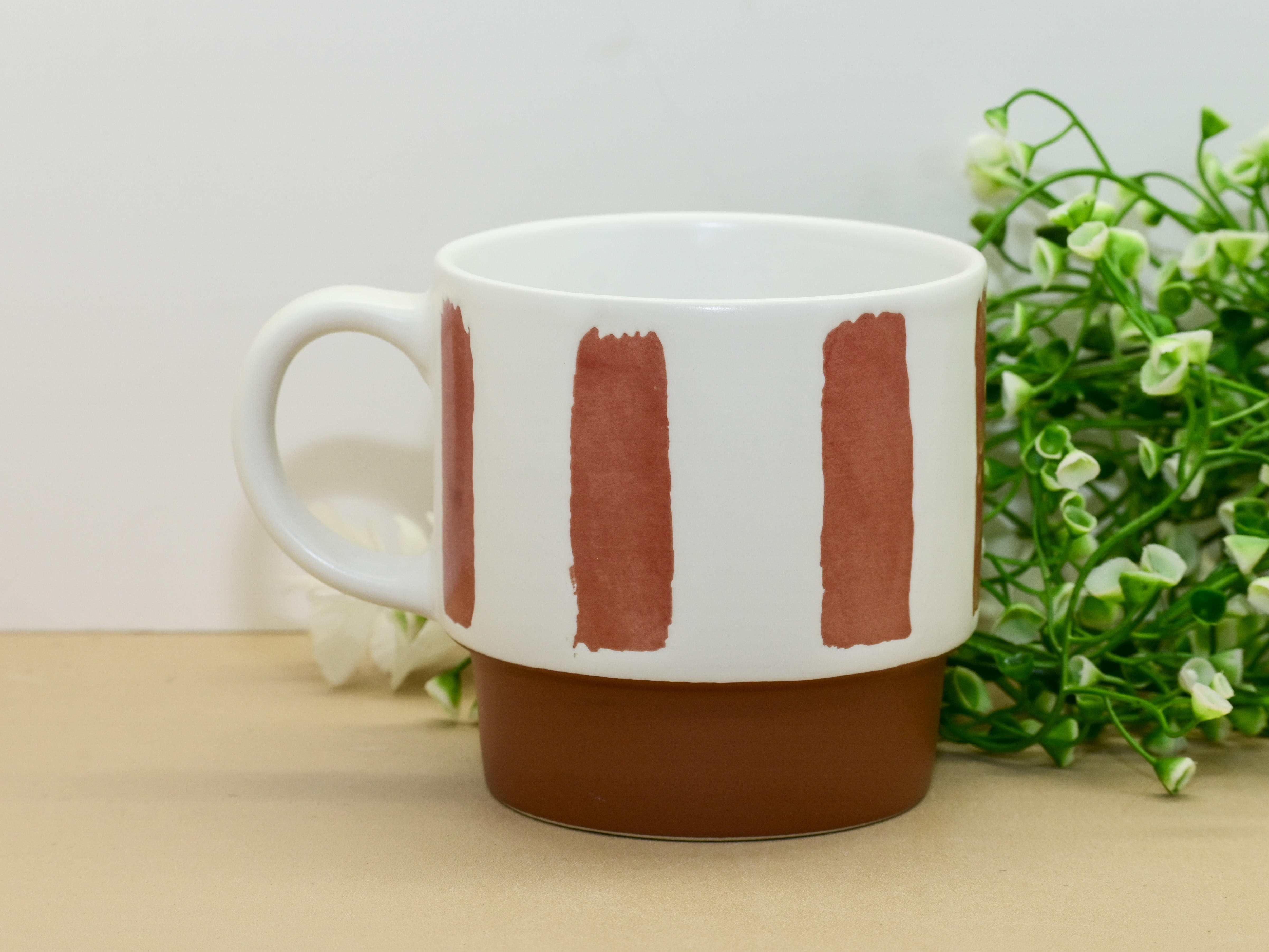 Hand-Painted Brush Stroke Stackable Ceramic Mug
