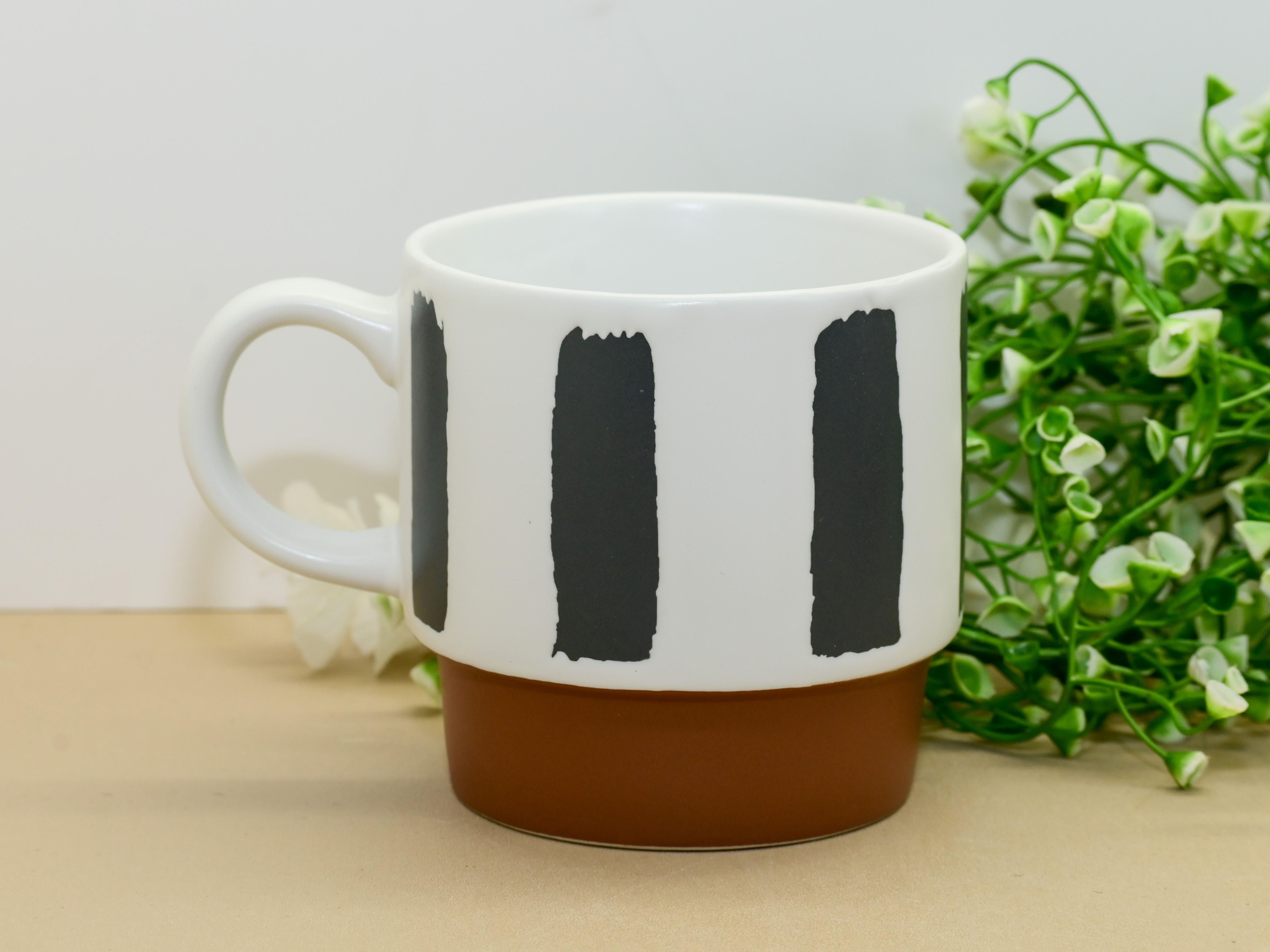 Hand-Painted Brush Stroke Stackable Ceramic Mug