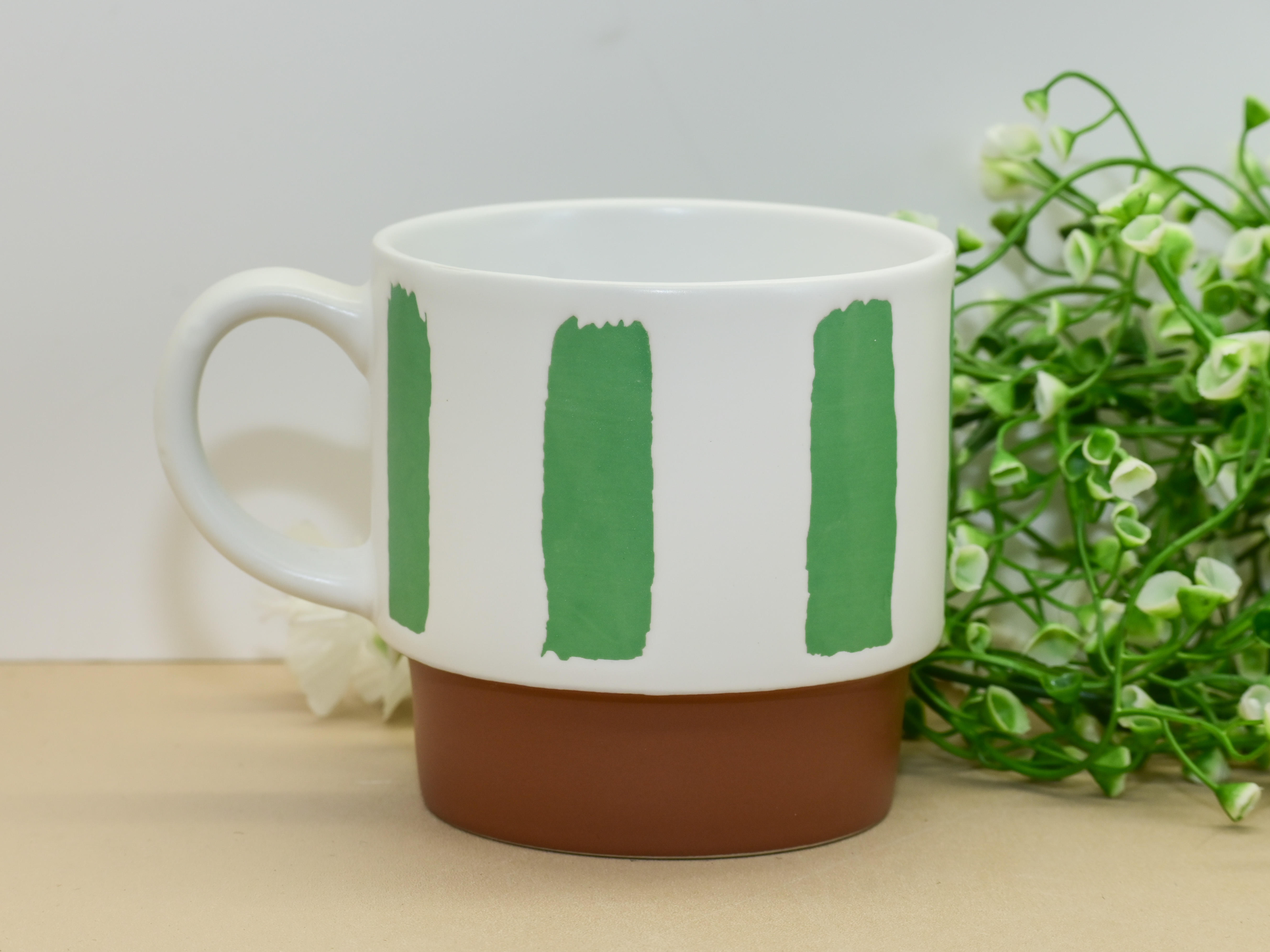 Hand-Painted Brush Stroke Stackable Ceramic Mug