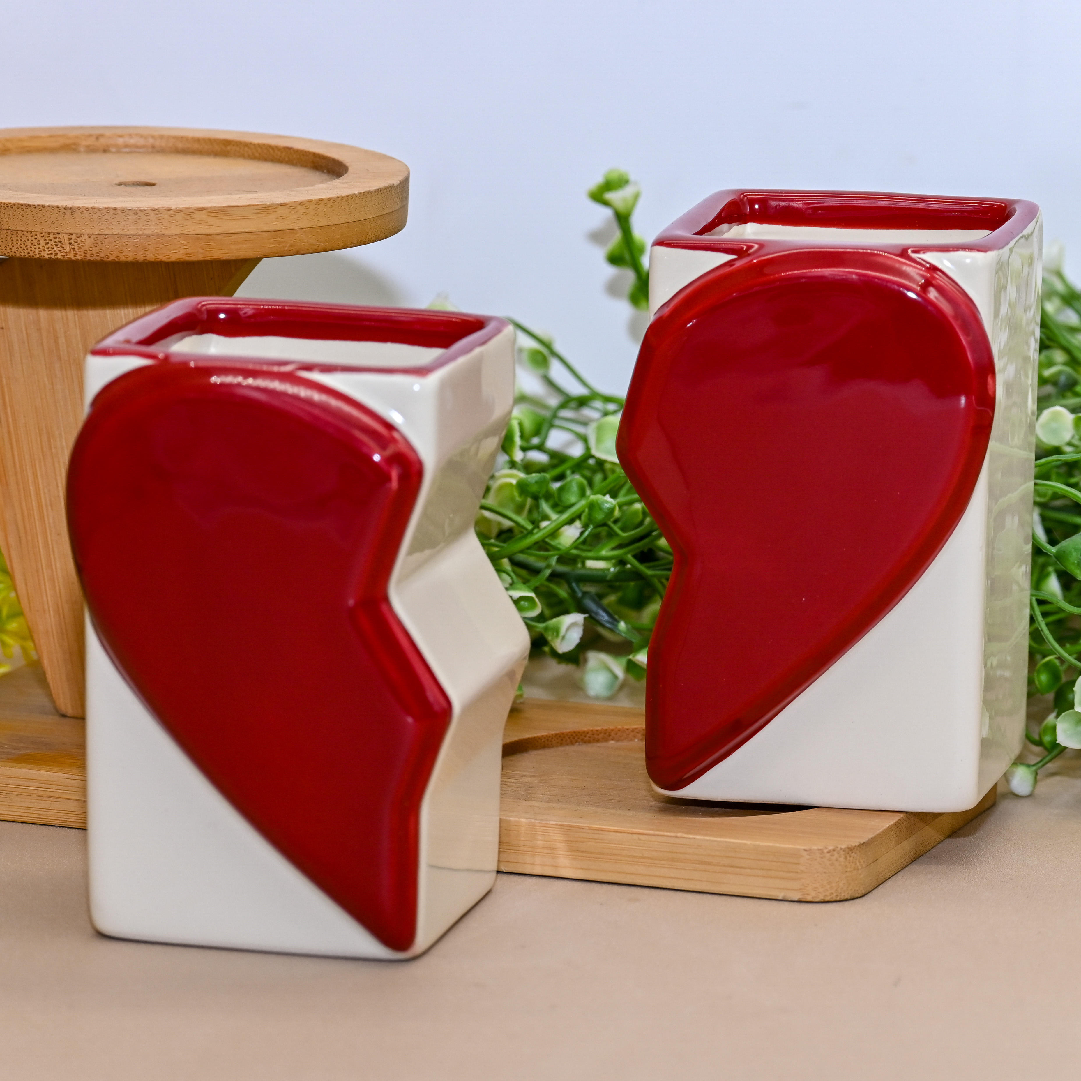 Heart-Shaped Ceramic Candlestick Holder for Christmas & Valentine's