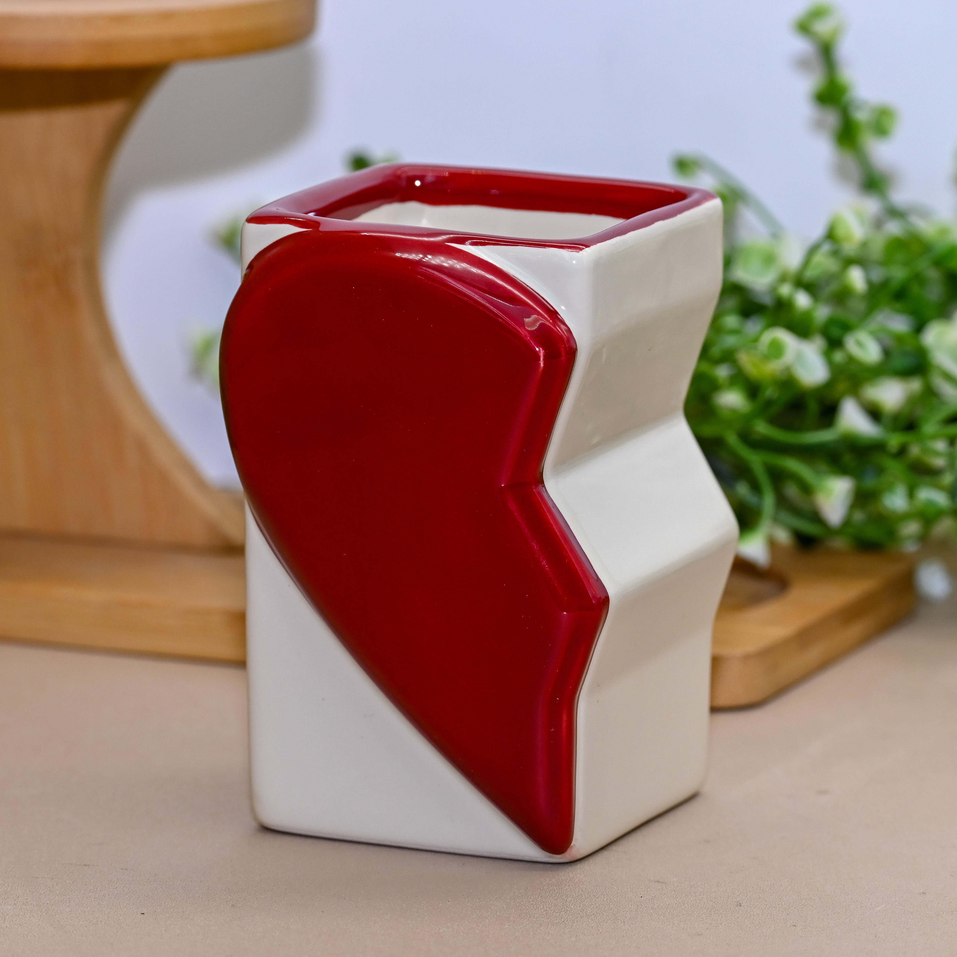 Heart-Shaped Ceramic Candlestick Holder for Christmas & Valentine's