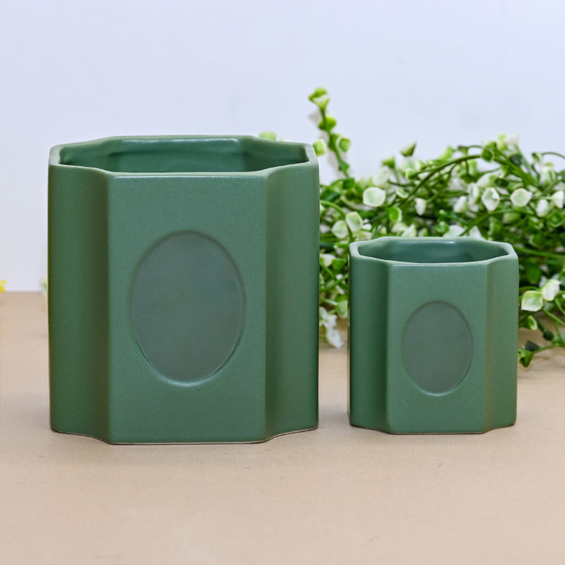 Hexagon Ceramic Candle Jars