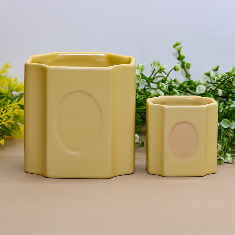 Hexagon Ceramic Candle Jars