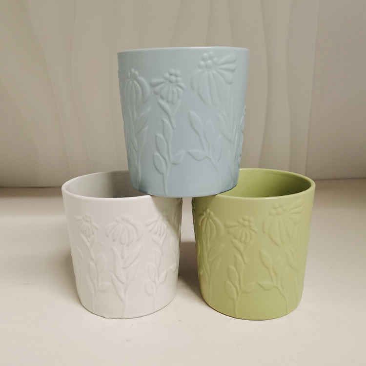 Nordic Embossed Porcelain Candle Container Jar