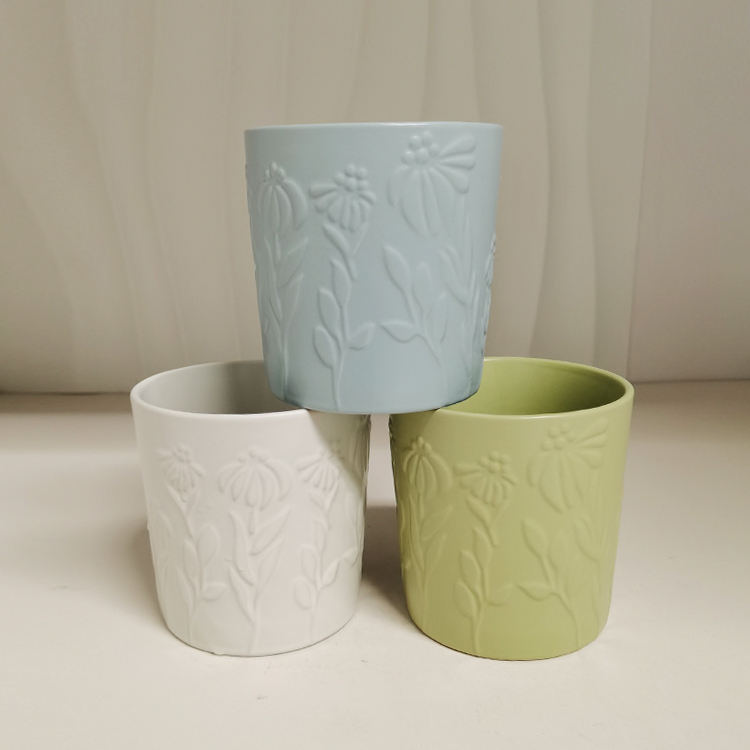 Nordic Embossed Porcelain Candle Container Jar