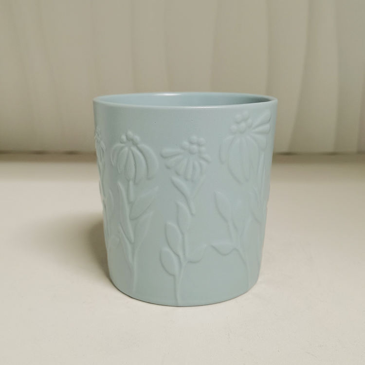 Nordic Embossed Porcelain Candle Container Jar