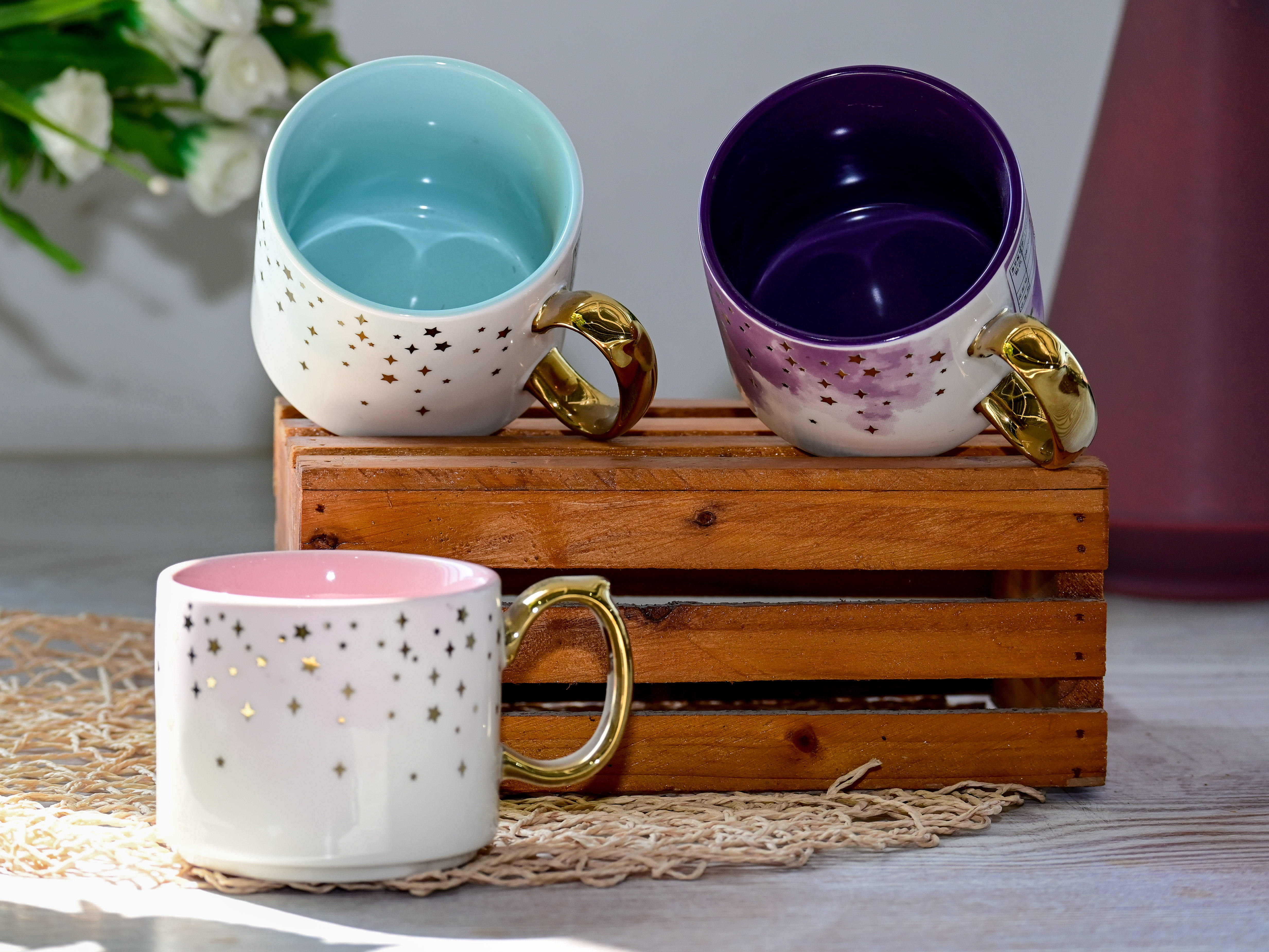 Nordic Moon Mug with Gold Handle