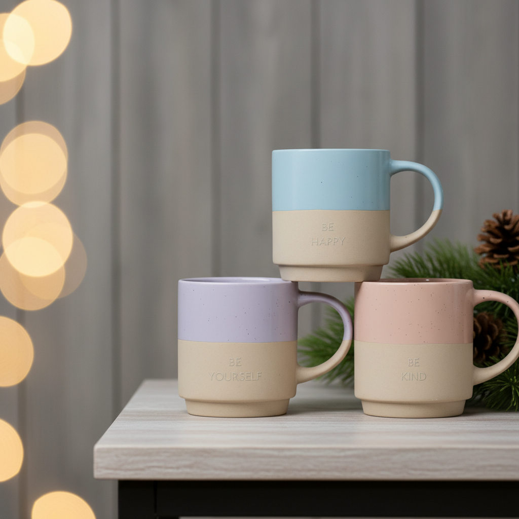 Two Tone Stackable Coffee Cup Set