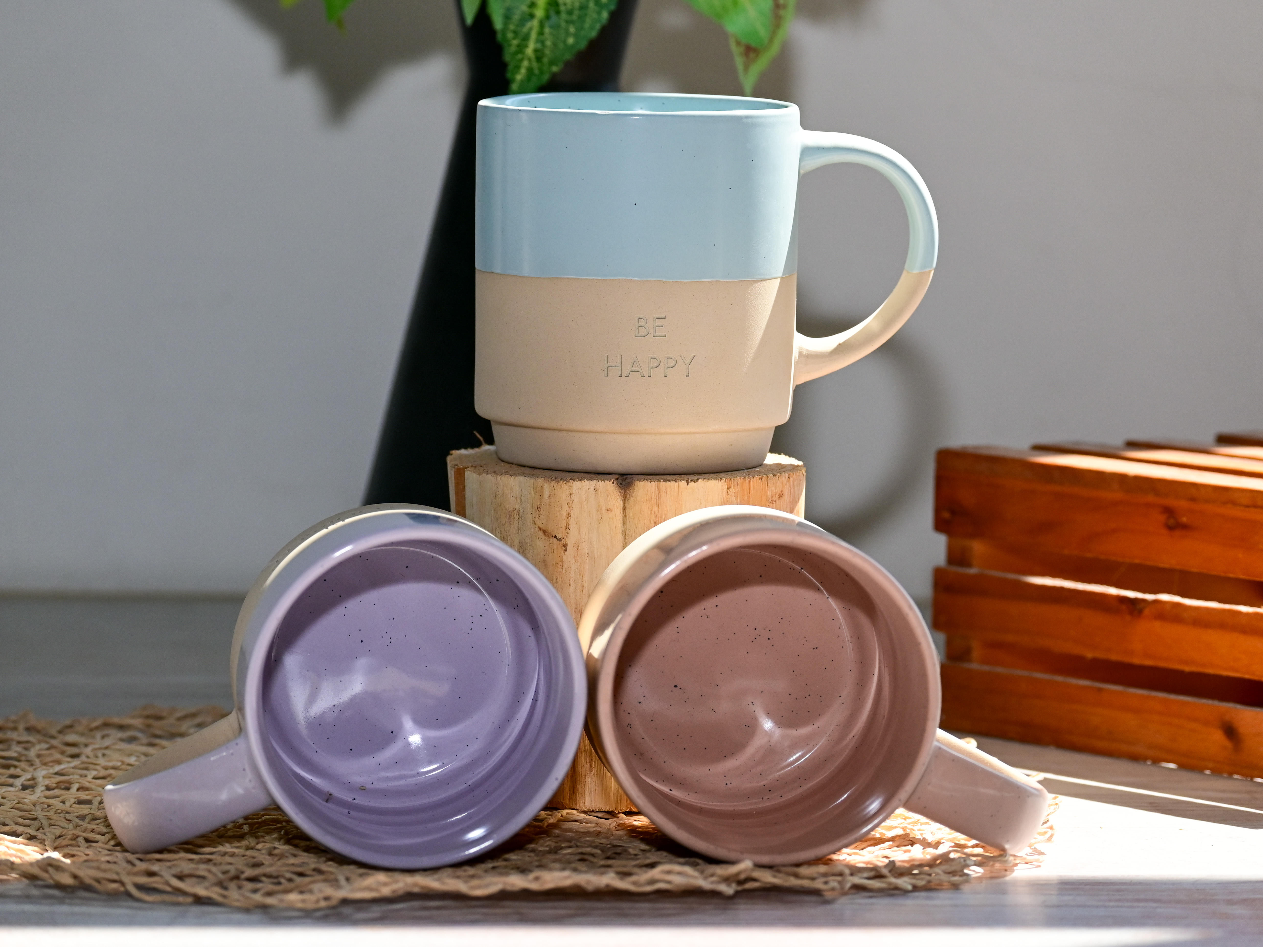 Two Tone Stackable Coffee Cup Set