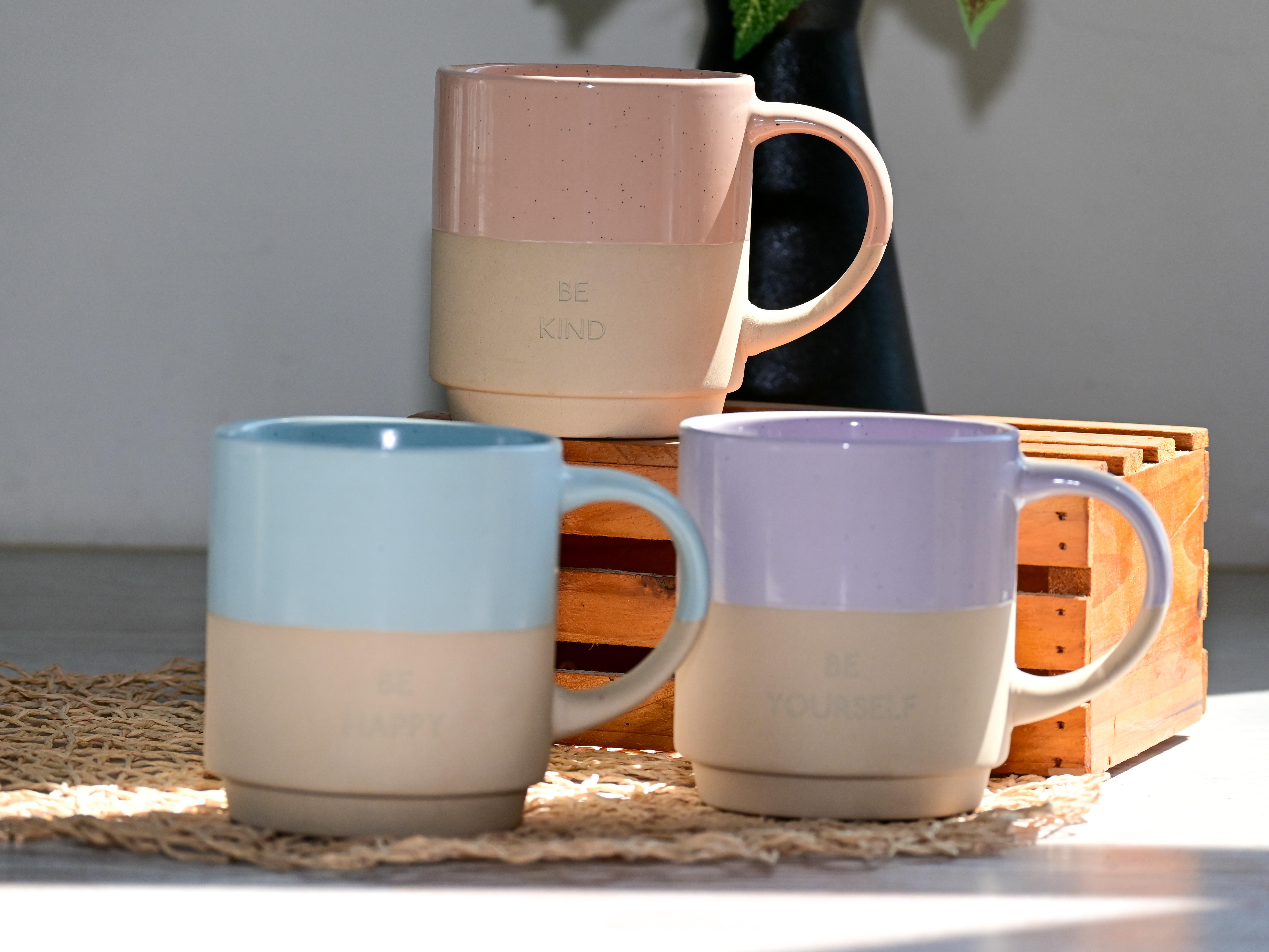 Two Tone Stackable Coffee Cup Set