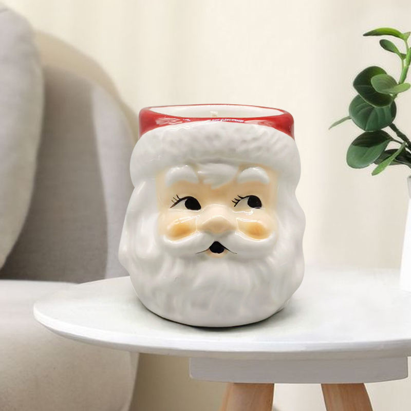 Vintage Santa Claus Shaped Ceramic Candle Jar